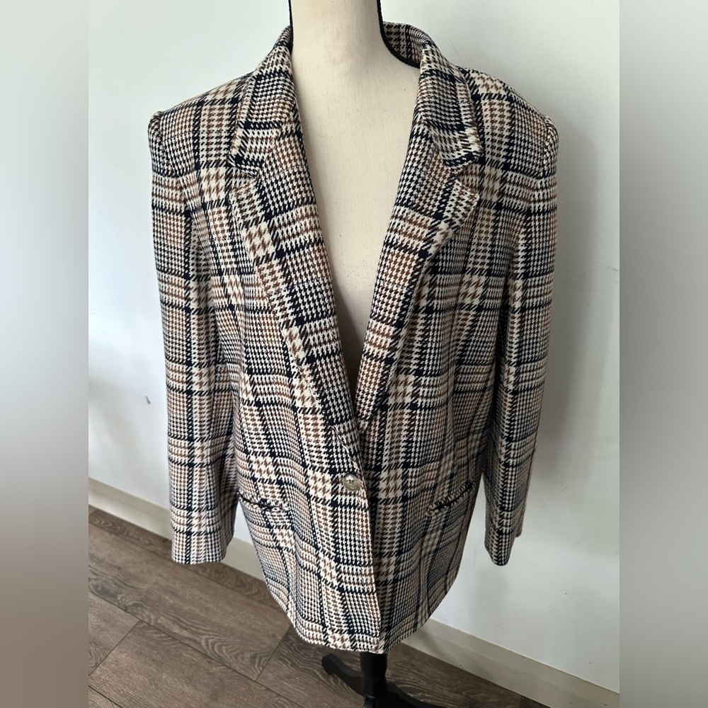 Vintage Pantman blazer jacket wool plaid tweed SZ 16 XL old money style